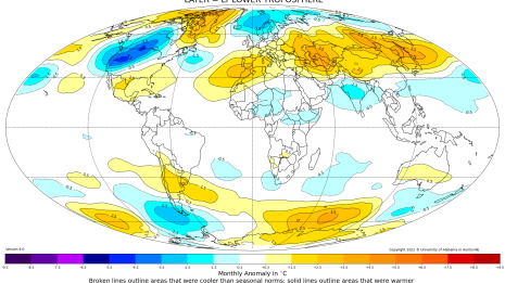 Globus mit Temperature Maerz 2023